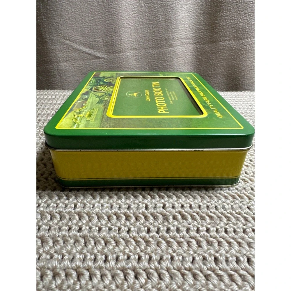 John Deere Photo Box Tin Green Yellow Vintage Tractor 4x6 Picture Frame Storage
